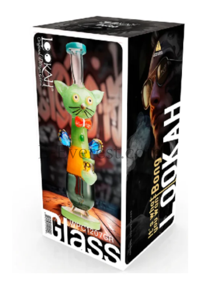LOOKAH 12" Cute Cat Gentleman Glass Water Pipe