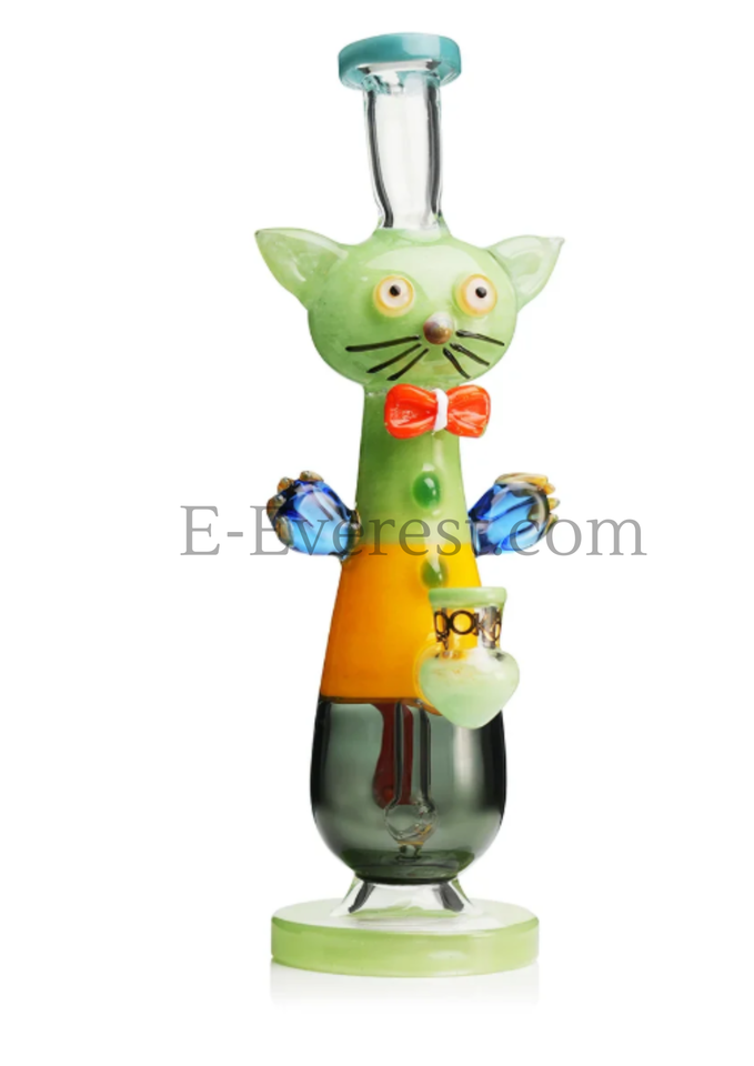 LOOKAH 12" Cute Cat Gentleman Glass Water Pipe