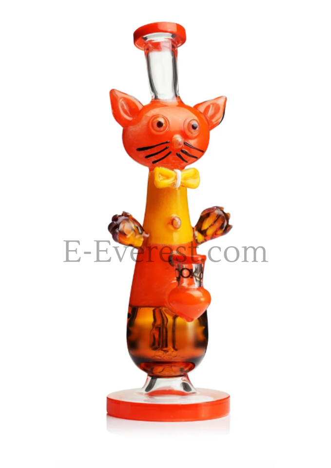 LOOKAH 12" Cute Cat Gentleman Glass Water Pipe