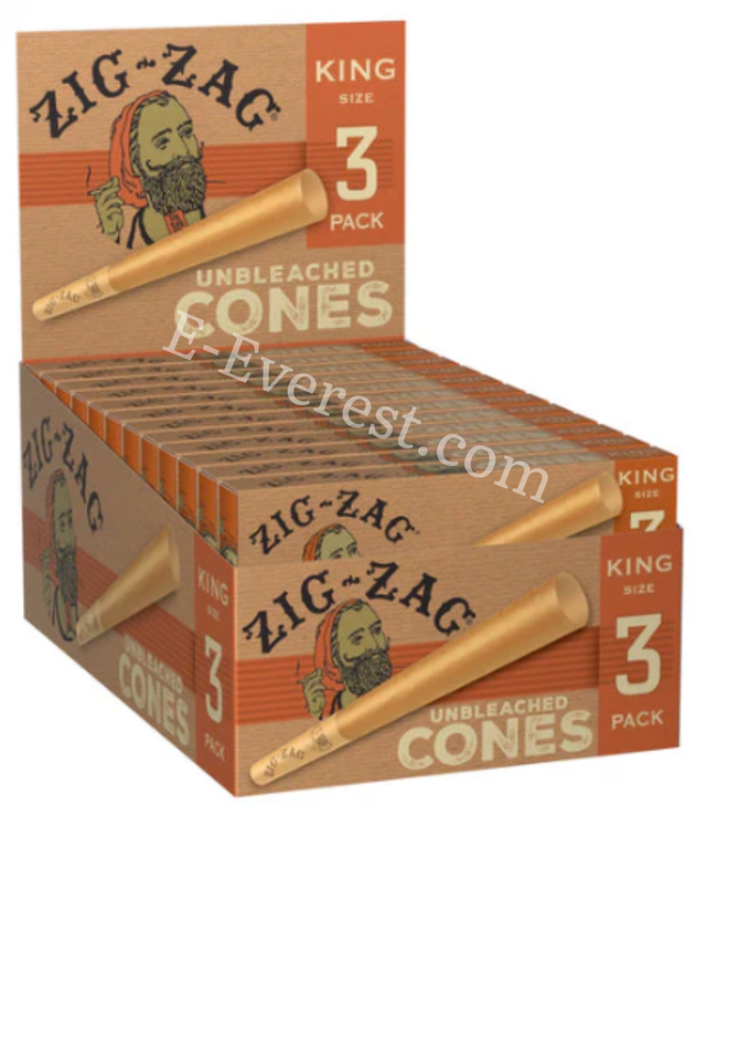 Zig-Zag Unbleached King Size Cones 3ct