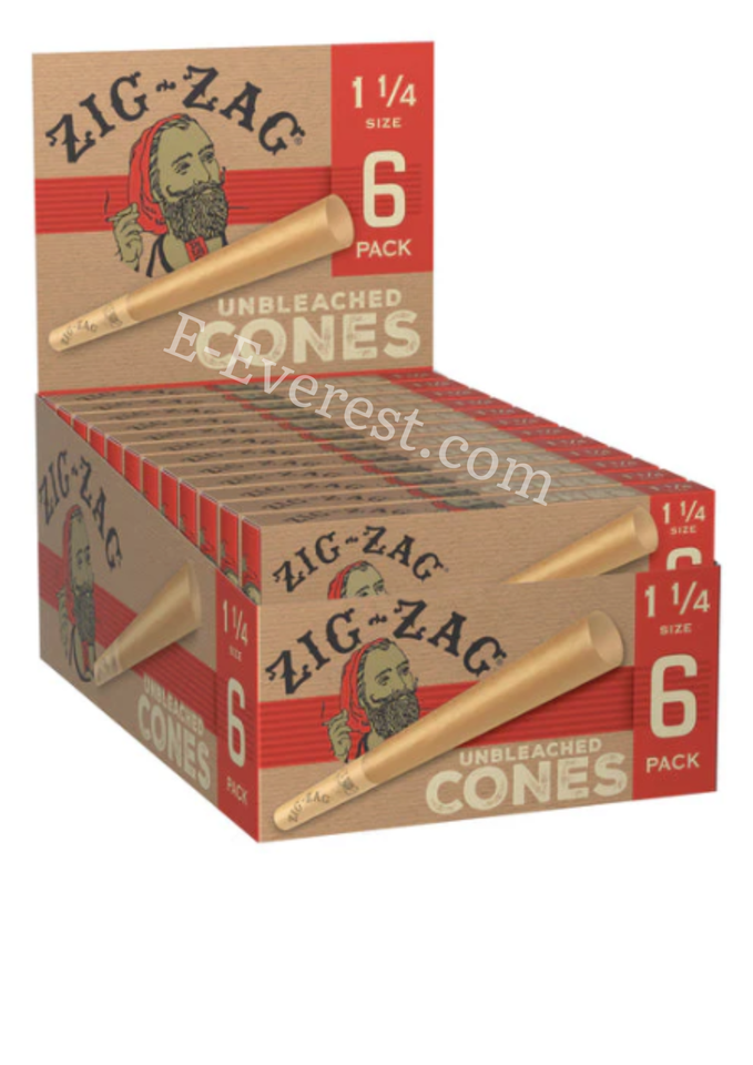 Zig-Zag Unbleached 1 1/4 Cones 6ct