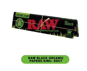 RAW Black Organic Hemp King Size Paper 50ct
