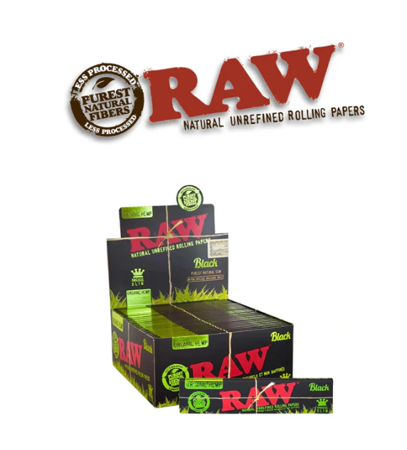 RAW Black Organic Hemp King Size Paper 50ct